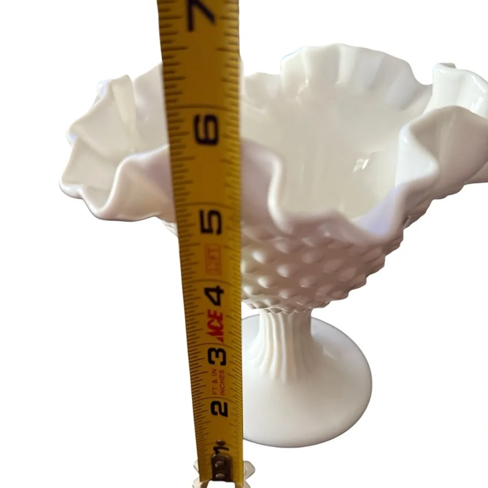 Vintage Fenton Hobnail Milk Glass Compote